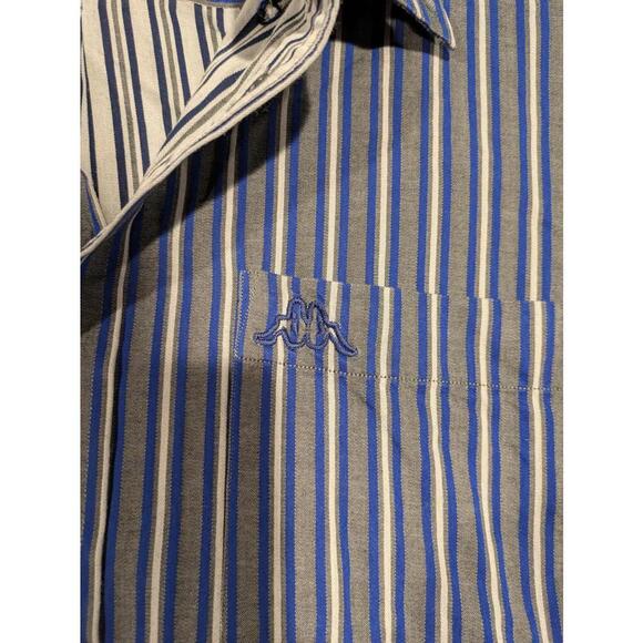 Robe Di Kappa Stylish Striped Button-Up Shirt Mens XL Blue White - Picture 9 of 13